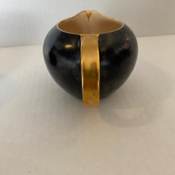 Villeroy and Boch Black and Gold Creamer and Sugar bowl. Vintage. Luxembourg - Picture 6 of 12